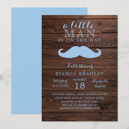 Weinig Man Baby shower uitnodiging | Houten snor