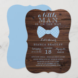 Weinig Man Baby shower uitnodiging | Houten strik 