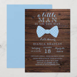 Weinig Man Baby shower uitnodiging | Houten strik 