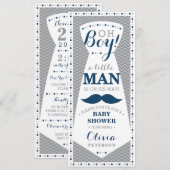 Weinig Man Baby shower uitnodiging, Stropdas, Navy Kaart (Voorkant / Achterkant)