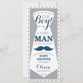 Weinig Man Baby shower uitnodiging, Stropdas, Navy Kaart (Voorkant)