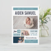 Weinig Man Fotocollage geboorteaankondiging Aankondiging (Staand voorkant)