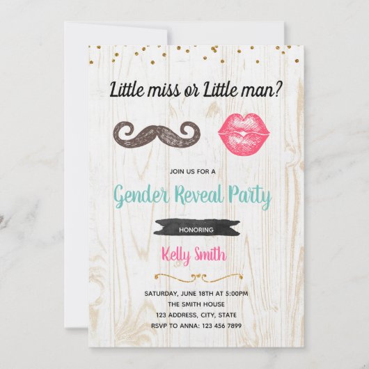 Weinig man of kleine miss gender onthullen uitnodi kaart (Voorkant)