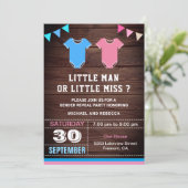 Weinig Man of weinig Miss Gender Reveal Party Kaart (Staand voorkant)