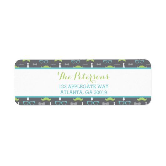 Weinig Man retour adreslabel, Blauwgroen, groen, g Etiket (Voorkant)