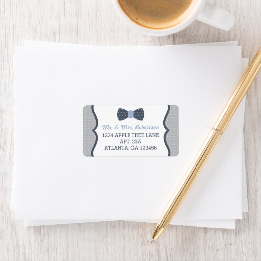 Weinig Man retouradressetiket, blauw en grijs Etiket (Insitu)