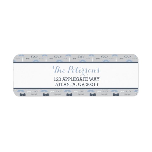 Weinig Man retouradressetiket, blauw en grijs Etiket (Voorkant)