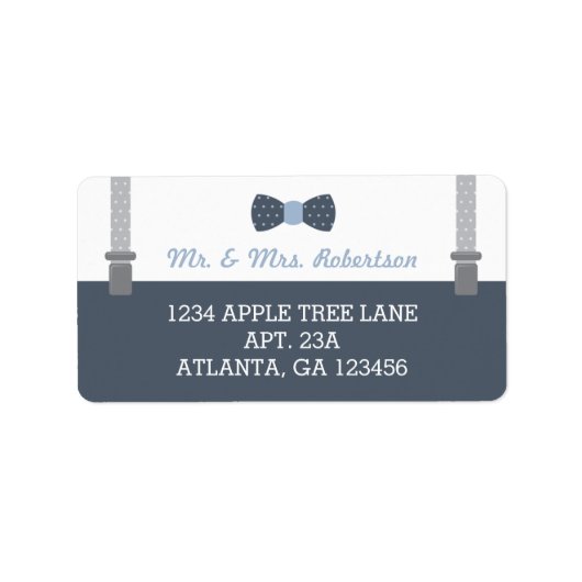 Weinig Man retouradressetiket, blauw en grijs Etiket (Voorkant)