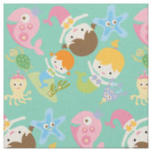 Weinig Mermaids en Zee Creatures Fabric Stof (Close Up)