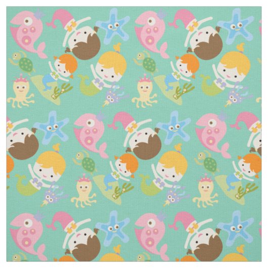 Weinig Mermaids en Zee Creatures Fabric Stof (Swatch)