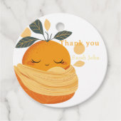 Weinig oranje Baby shower Bedankjes Labels (Voorkant)