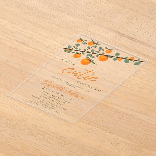 Weinig Oranje geslacht Neutraal Baby shower Acryl Uitnodigingen (Laagn)