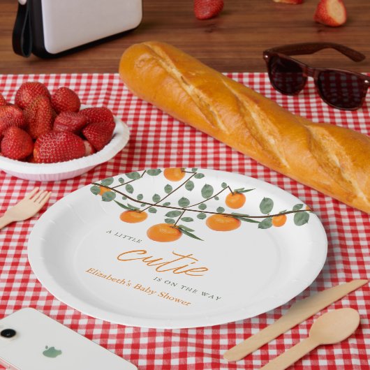 Weinig Oranje geslacht Neutraal Baby shower Papieren Bordje (Picknick)