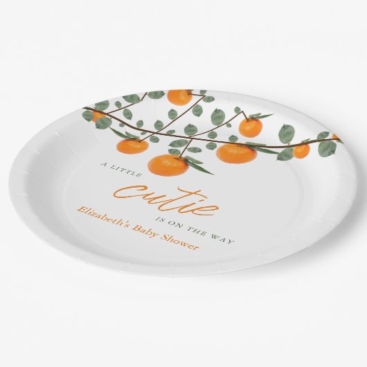 Weinig Oranje geslacht Neutraal Baby shower Papieren Bordje (Gekanteld)