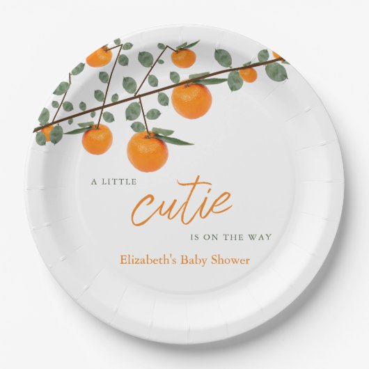Weinig Oranje geslacht Neutraal Baby shower Papieren Bordje (Voorkant)