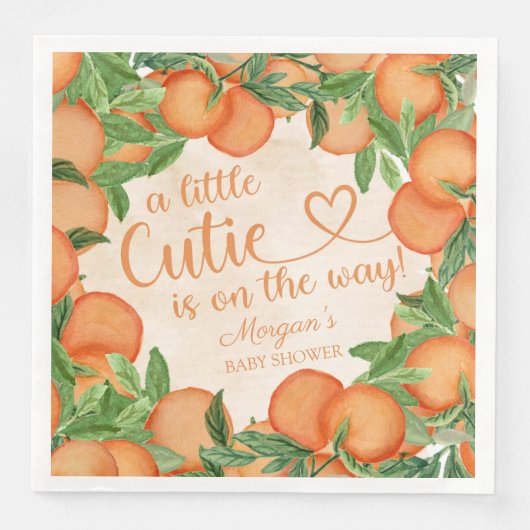 Weinig Oranje geslacht Neutraal Baby shower Servet (Voorkant)