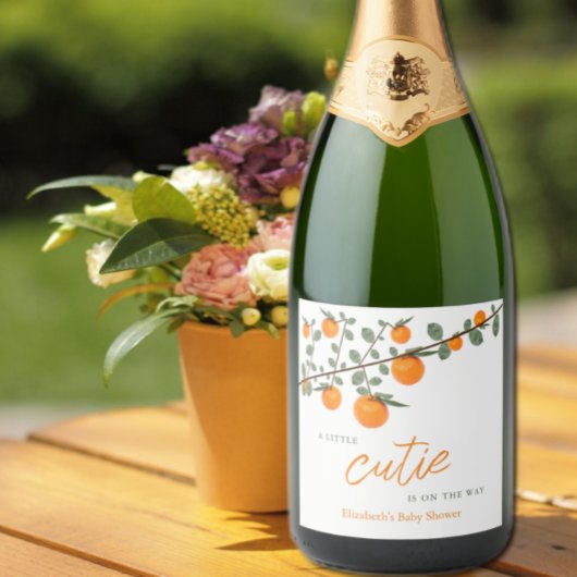 Weinig Oranje geslacht Neutraal Baby shower Sparkling Wijnetiket