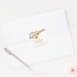 Weinig Oranje geslacht Neutraal Baby shower Vierkante Sticker