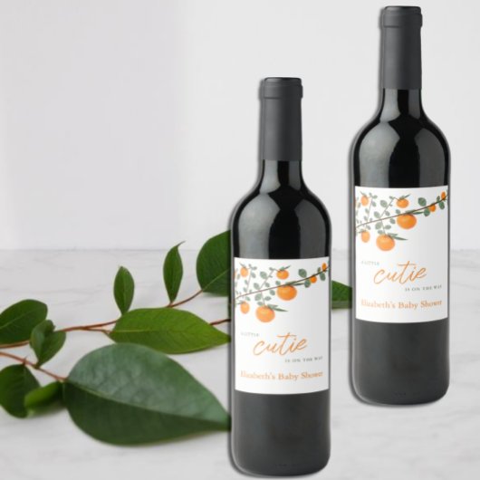 Weinig Oranje geslacht Neutraal Baby shower Wijn Etiket