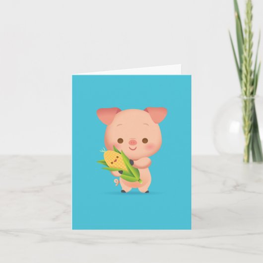 Weinig Piggy Notecard Kaart (Voorkant)