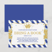 Weinig prins brengt een boekKoningsblauw gouden Informatiekaartje (Voorkant / Achterkant)