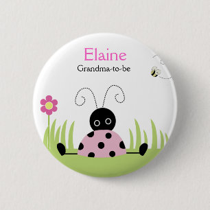 Weinig Roze NAAMPLAATJE van het Lieveheersbeestje Ronde Button 5,7 Cm