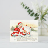 Weinig Santas die in de Sneeuw stoeien Feestdagenkaart (Staand voorkant)
