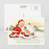 Weinig Santas die in de Sneeuw stoeien Feestdagenkaart (Voorkant / Achterkant)