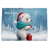 Weinig schattig baby beer met kerst pet groot cadeauzakje (Voorkant)