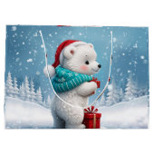 Weinig schattig baby beer met kerst pet groot cadeauzakje (Achterkant)