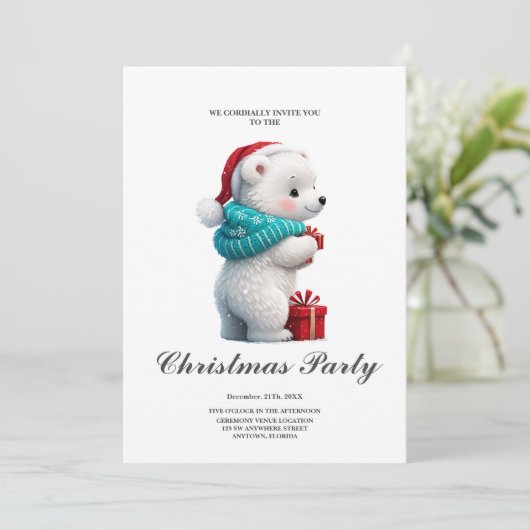 Weinig schattig baby beer met kerst pet kaart (Staand voorkant)