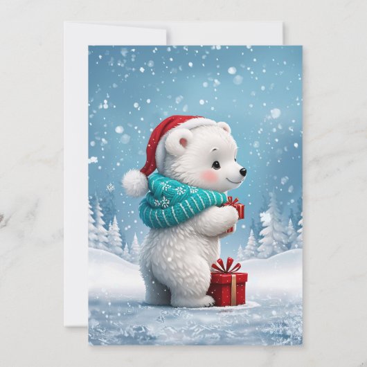 Weinig schattig baby beer met kerst pet kaart (Achterkant)