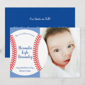 Weinig Slugger Baseball Baby Birth Annountion Kaart (Voorkant / Achterkant)