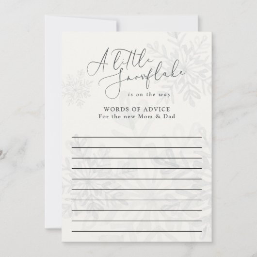 weinig sneeuwvlokken winteradvies baby shower kaart (Voorkant)