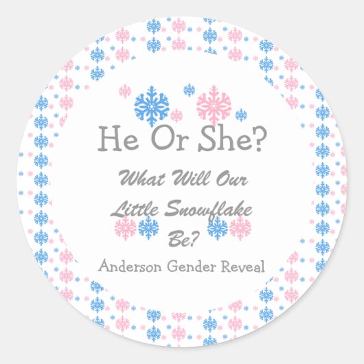 Weinig Snowflake Geslacht Ronde Sticker (Voorkant)