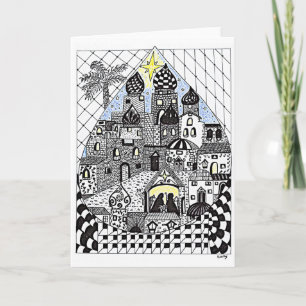 Weinig Stad van Bethlehem Kerstkaart Feestdagen Kaart