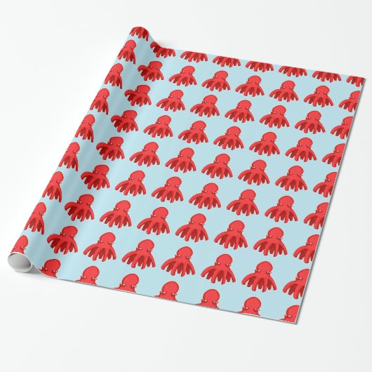 weinig sympathieke octopus cartoon cadeaupapier (Uitgerold)