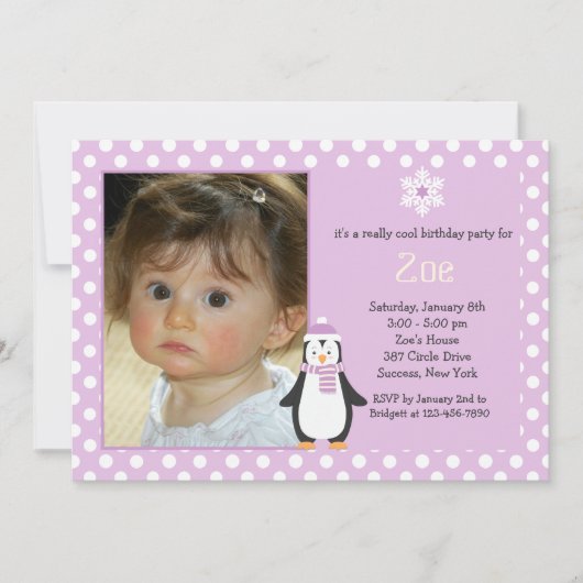 Weinig Uitnodiging van de Foto van de Pinguïn Roze (Voorkant)