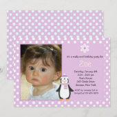 Weinig Uitnodiging van de Foto van de Pinguïn Roze (Voorkant / Achterkant)