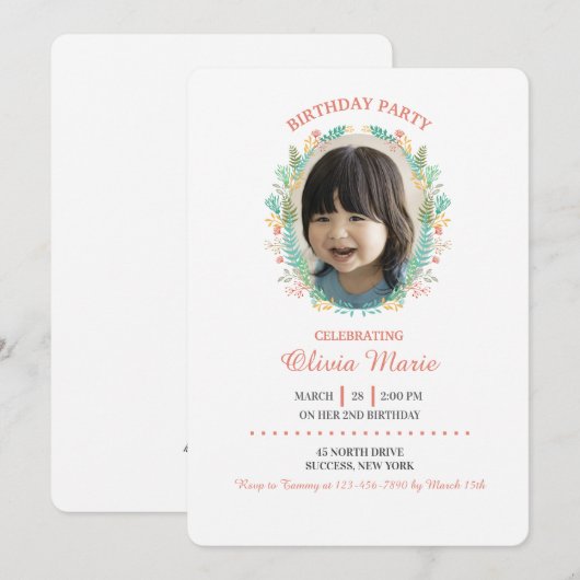 Weinig Uitnodiging van de Foto van het Lijst van (Voorkant / Achterkant)