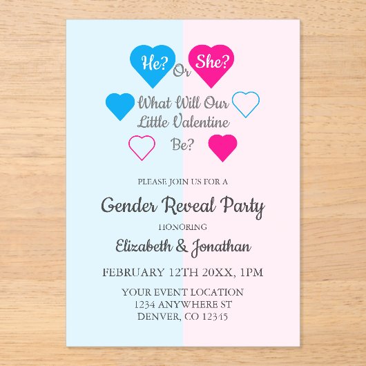 Weinig Valentijn Valentijnsdag Acryl Uitnodigingen (Voorkant)