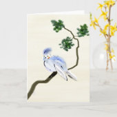 Weinig van de Vogel sumi-e- Wenskaart Kaart (Gele Bloem)