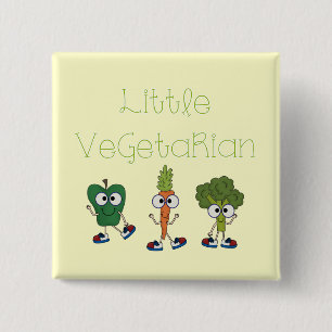 Weinig Vegetariër Vierkante Button 5,1 Cm