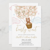 Weinig wachten op Teddy Bear Gender Reveal Party Kaart (Voorkant / Achterkant)