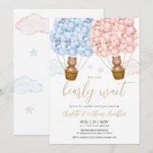 Weinig wachten op Teddy Bear Gender Reveal Party Kaart (Voorkant / Achterkant)