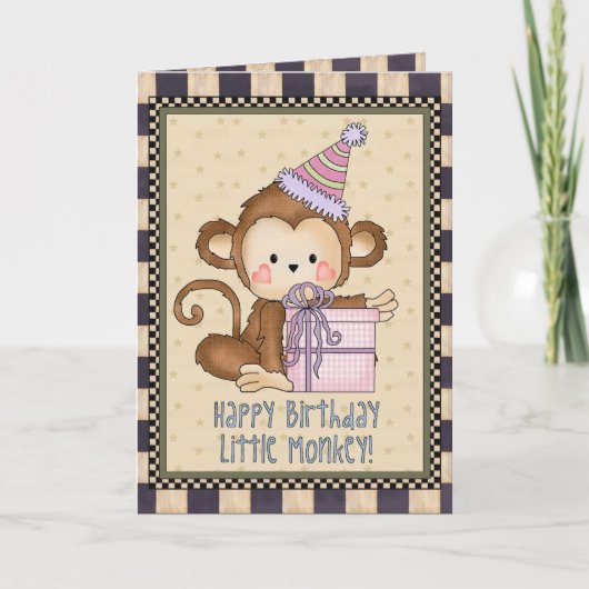 Weinig wenskaart van de Verjaardag van de Aap Kaart (Voorkant)