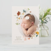 Weinig wilde bloemen Foto geboorteaankondiging Kaart (Staand voorkant)
