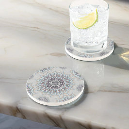 Weinig witte bloemen gevallen naar het platteland zandsteen onderzetter