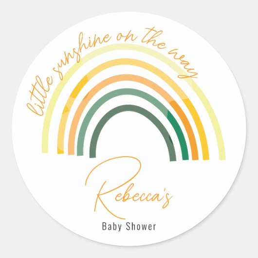 Weinig zonneschijn op de weg baby shower ronde sticker (Voorkant)