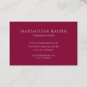 Weinrote Minimale Monogramm Visitenkarte Visitekaartje (Achterkant)